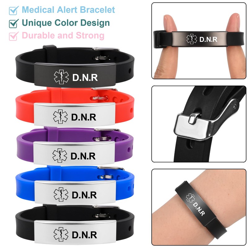 Medical Alert Bracelet for Women Men, Adjustable Medical Alert ID