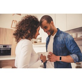 PULOMI Long Distance Touch Bracelets Set of 2 - Lovers Are Closer Than Ever, Remote Smart Connection Love Bracelet, Send SOS SMS,For Couples Lovers Family Friends, Relationship Couples Gifts Black