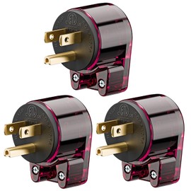 (3PACK) ETL Listed 90 Degree USA Canada Male Plug Nema 5-15P 3 Pole Angle DIY Plug, 15A 125V USA 3Pin Right Angle, Nema 5-15P Angled Rewireable,Red Color