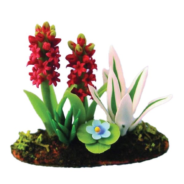 Dollhouse Pink Hydrangea Flowers In The Grass Ground Miniature Garden