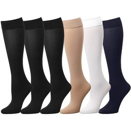 Falari 6-Pack Women Trouser Socks with Comfort Band Stretchy Spandex Opaque Knee High - Assorted 1