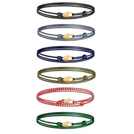 APMGONT Boho Surfer Bracelet Set - 6 Pieces, Narrow, Wrap Bracelet for Women, Fabric, Waterproof & Adjustable - Friendship Bracelets for Girls, Copper