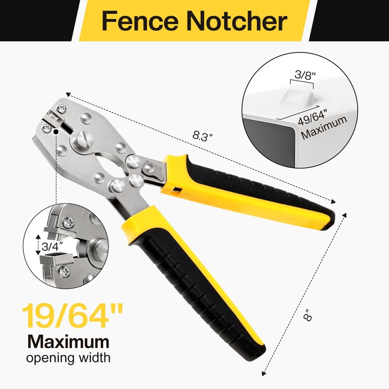 Vinyl Fence Rail Notcher, Heavy-Duty 3/8" Slot Punch Tool for