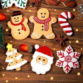 Christmas Cookie Cutters - 18 Pcs Holiday Cookie Cutter Set - Santa Face, Christmas Tree, Snowflake, Gingerbread Men, Snowman and Candy Cane Shapes Cookie Molds for Winter Holiday DIY Baking