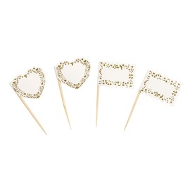 Neviti Vintage Romance Food Flags, Paper, Gold, 3 x 3 x 6.5 cm