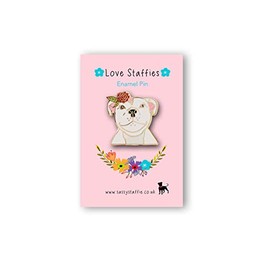Staffordshire Bull Terrier Enamel Pin - White - Staffie Lover Gift - Staffy Gift