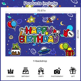 Among Birthday Backdrop for Party, Space Game Happy Birthday Banner Shoot Photo Backgrounds Props for Fans Adults Photography Backdrop (70.86 * 43.3Inch)