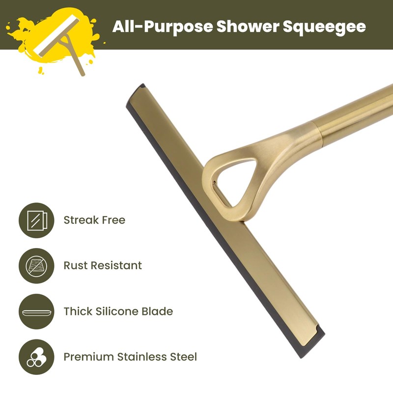 FLEXMAN Shower Squeegee, 8.9 Inch Multi Purpose Stainless Steel Shower