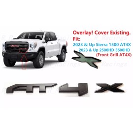 Auto Front Grill Matte Black AT4X OVERLAY Emblem 2023+GMC Sierra 1500 2500HD 3500HD