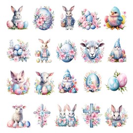 Exprimt Rub on Transfers for Crafts Watercolor Pastel 3 x 3 Inch Transfer Stickers for DIY Mug Thermos Cup (Easter)