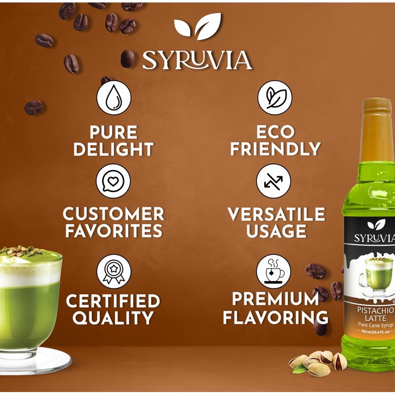 Syruvia Pistachio Latte Syrup for Coffee 25.4 fl oz