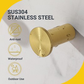 SAYAYO Coat Hooks Wall Coat Hooks Gold Hooks for Screwing Towel Hooks Stainless Steel Wall Hooks Pack of 4 Clothes Hooks for Bathroom, Kitchen, Bedroom