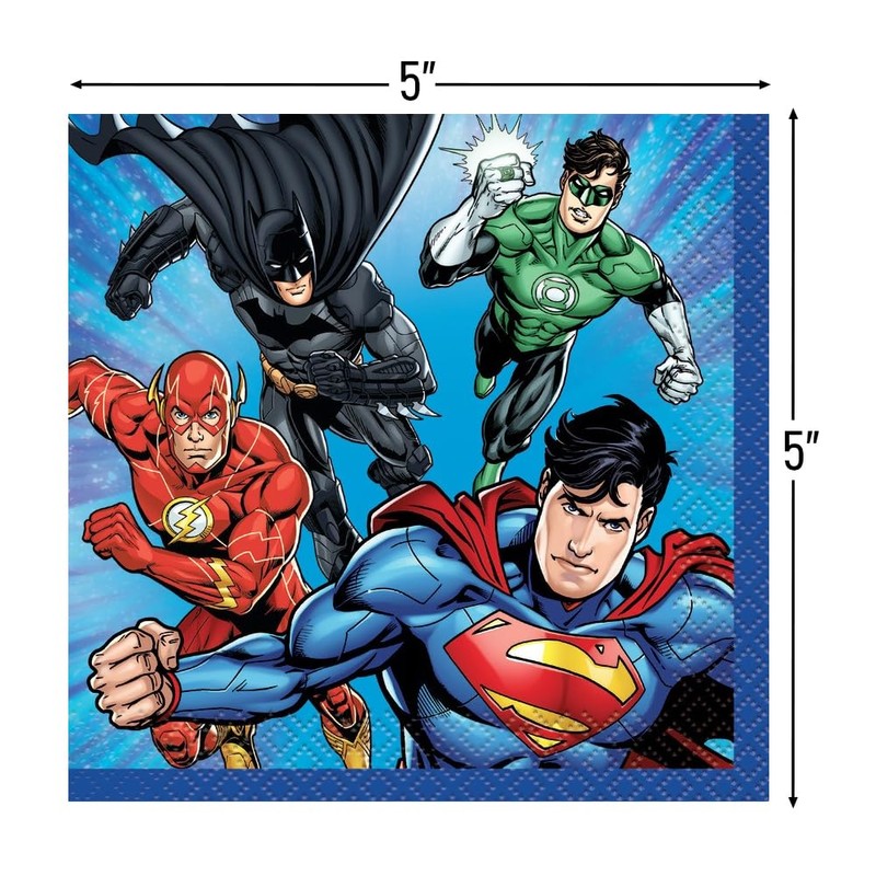 Unique Justice League Beverage Paper Napkins - 5" x 5",