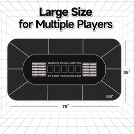 GSE Games & Sports Expert Casino Texas Hold'em Poker Tabletop Layout Mat, Non-Slip Rubber Texas Hold'em Table Top for Family/Friends Parties, Casino Night