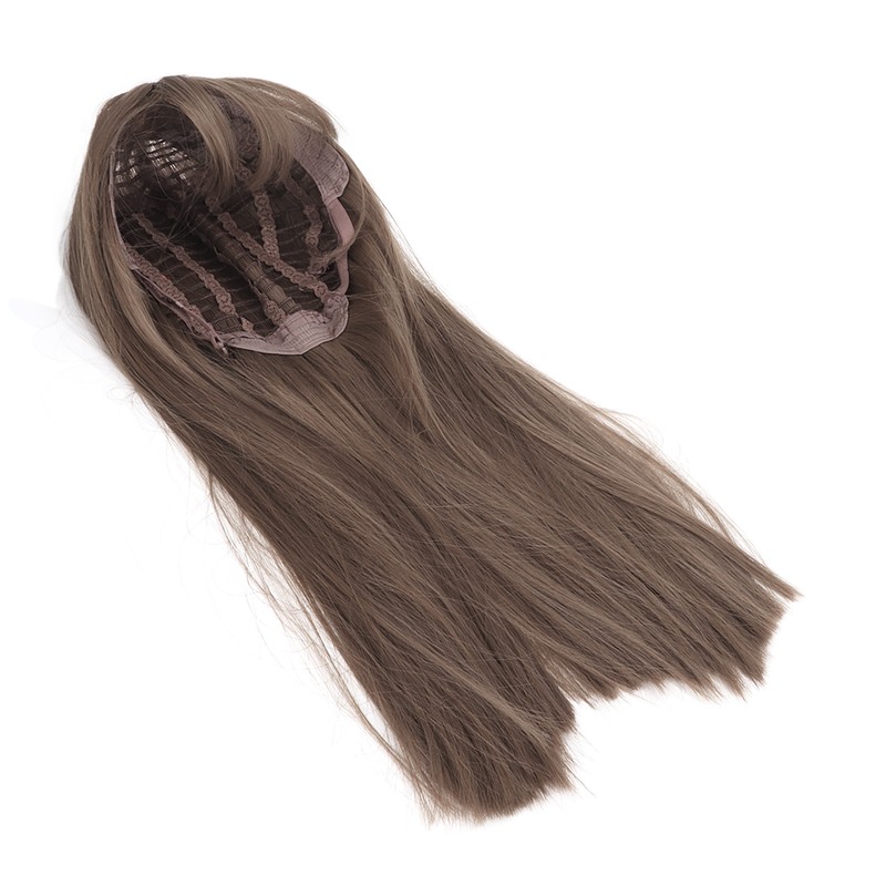 Women Light Brown Wig with Bangs Long Straight Synthetic Realistic