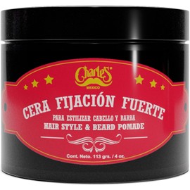 Charle's - Cera Fijación Fuerte 113g - Pomada para cabello - Aroma a vainilla - Con aceite de ricino - Base agua