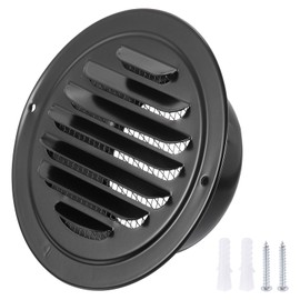 PATIKIL 4" Round Air Vent Cover, 304 Stainless Steel Louvered Wall Inlet Outlet Grill Screen Mesh Ducting Soffit Vent with Screws for Ventilation, Black