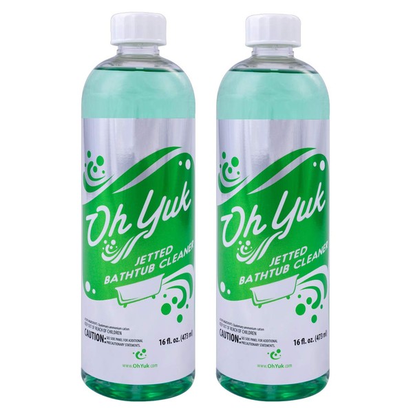Oh Yuk Jetted Bathtub Cleaner for Jacuzzis, Whirlpools, The Most Effective Jetted Tub Cleaner, Septic Safe | Two 16 Ounce Bottles!