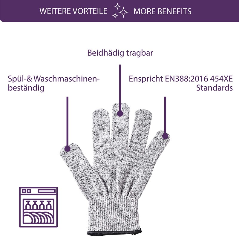 Mastrad Schnittbeständiger Handschuh - CE-Standard - Beidhändig einsetzbar - Maschinen-waschbar