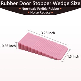 4 Pack Mini Rubber Door Stopper Wedges, TPE Door Stoppers for Bottom of Door, Non-Scratching for Floor, Suitable for Home and Office Use, Pink