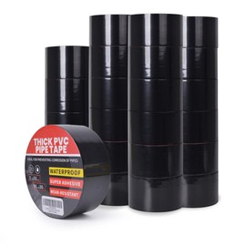 TAPEBEAR 24 Rolls Corrosion Protection Pipe Tape, 10mil Pipe Wrap Tape for Drain Pipe, Metal Electrical Outdoor Underground Pipe, Waterproof PVC Black Tape Thicker for Hose Leak Proof, 2Inch x 33Yard