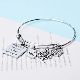 Miss Pink Mother of The Bride Gifts from Daughter Today A Bride Tomorrow A Wife Forever Your Daughter Charm Bangle Bracelet Wedding Jewelry for Mom