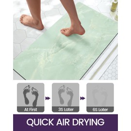 DEXI Bath Rug-Rubber Non-Slip Quick Dry Bathroom Rugs, Super Absorbent Thin Bath Mat, Washable Bathroom Floor Mats for in Front of Bathtub, Shower Room, Sink, 16"x24", Light Green