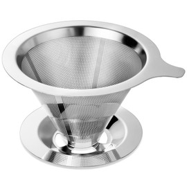 ANNMEXX Upgraded Pour Over Coffee Filter, Coffee Dripper, Paperless Mess Stainless Steel Coffee Filter, Maker One to Two Cup, Keeping Nature Coffee Flavour, Easy to Use and Clean (Large)
