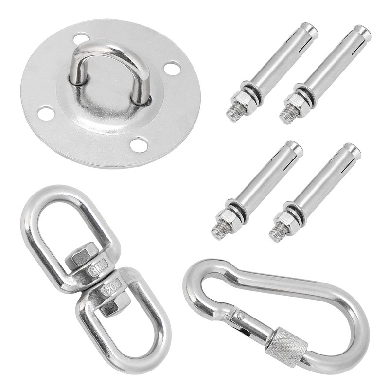 Stainless Steel Hammock/Swing Hanging Kit Ceiling Mounting Plate Snap Hook
