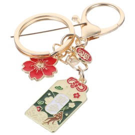 Japanese Cherry Blossom Keychain Fengshui Good Luck Keyring Hanging Ornaments for Bag Handbag Purse Car Key