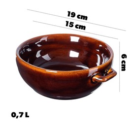 KADAX Suppenschale aus Keramik, Spülmaschinenfeste Suppenschale, Keramikschüssel im Landhausstill, Schüssel für Suppe, Salat, Süßlichkeiten, Desserts (Mit Ohren, 0,7L)