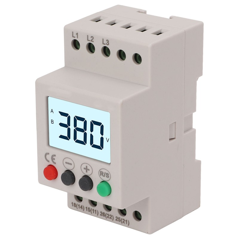 Over Under Voltage Protector Protective Device 3 Phase LCD Digital