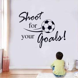 SITAKE Football Stickers, “Shoot for Your Goals” Wall Stickers for Bedrooms for Boys, Football Vinyl Sticker for Kids Boys Bedroom Playroom Living Room, 60 x 80cm