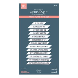 Spellbinders Shine Bright Sentiment Strips Press Plate, Metal
