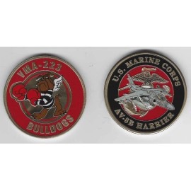 MARINE CORPS BULLDOGS VMA-223  AV-8B AV-8 HARRIER 2" CHALLENGE COIN