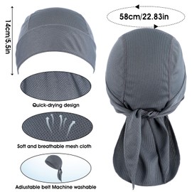 2Pcs Do Rags, Sweat Wicking Cap, Polyester Skull Caps, Helmet Liner, Breathable Motorcycle Head Wrap Bandana for Men and Women(Black)