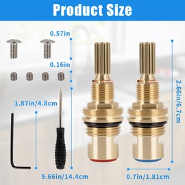 Brass 1-001 & Brass 1-002 Ceramic Valve Set compatible with Cold Widespread Cartridge and Hot Widespread Cartridge, Brass Construction Include Brass 1-001 and 1-002 Cartridge