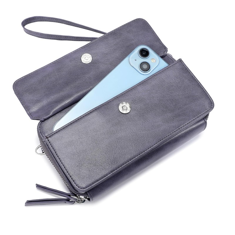 Lanyani RFID Crossbody Wallet Wristlet Purse with Phone Pocket For