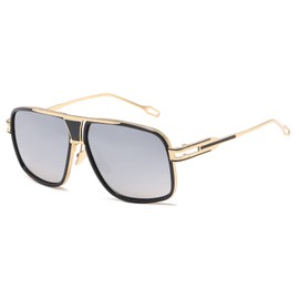 Kimorn AE0336 men’s retro classic sunglasses with metal frame, Gold & Silver