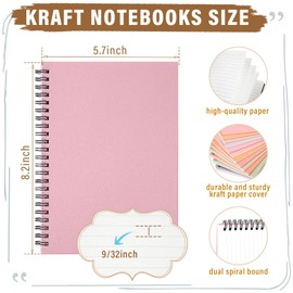 Fuutreo 24 Pcs Spiral Notebook for Work A5 8.3 x 5.7 Inch College Ruled Spiral Journal Notebook Kraft Cover, 12 Color, 60 Sheets, 120 Pages for Office School Supplies(Dreaming Color)