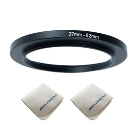 37mm Lens to 62mm Camera Lens Adapter 37mm to 62mm Step Up Ring Adapter Ring for All Brands of UV ND CPL, with Premium Lens Wiping Cloth 2 Pack (37mm-62mm)