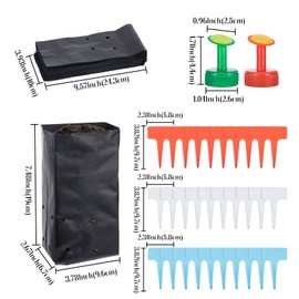 100 Pcs Nursery Growing Bags Seedling Starter Bags with 30 Plant Labels & 2 Mini Watering Sprinklers,Plant Grow Bags Plants Pots Plastic Pouches for Garden Trees,Flowers, Vegetable(7.5x3.8x2.6 Inch)