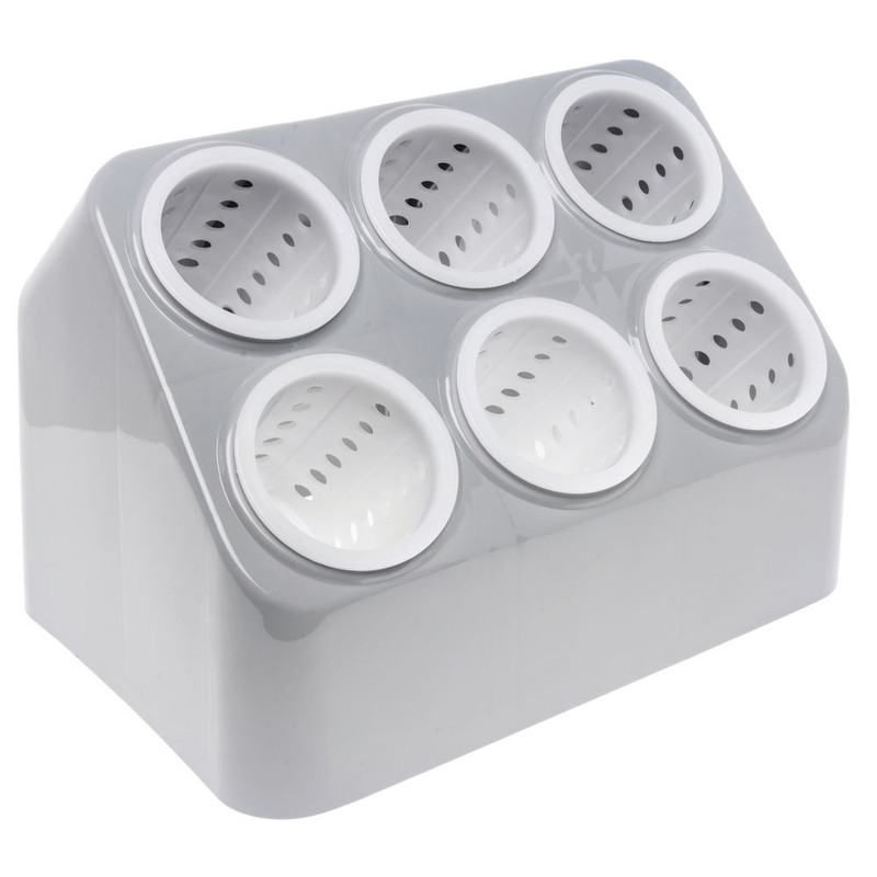 Vollrath Gray Silv-A-Tainer 6-Hole Plastic Silverware Container