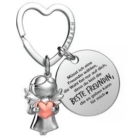 FABACH Beste Freundin Schlüsselanhänger Schutzengel mit Herz und Gravur - Beste Freundin Geschenke Schlüsselanhänger - Beste Freundinnen Geschenk Engel Glücksbringer Beste Freundin