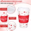 Whaline 50Pcs Valentine Disposable Coffee Cups With Lids And Sleeves