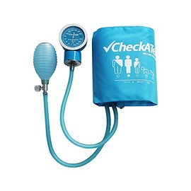Kit Baumanómetro Aneroide + Estetoscopio Doble, Manómetro de Carátula Amplia, Brazalete de Nylon Reforzado, Manguera y Perilla de Silicón, Estetoscopio Doble Campana Profesional (Azul cielo) - CHECK A TEK WE CARE ABOUT YOU