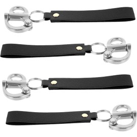 Yeanifeana Quick Release Clip Shackle for SCBA Mask,Firefighter Accessories, Quick Release Lanyard, Marine Grade 316 Stainless Steel Shackle for Rigging with Leather Handle (4)