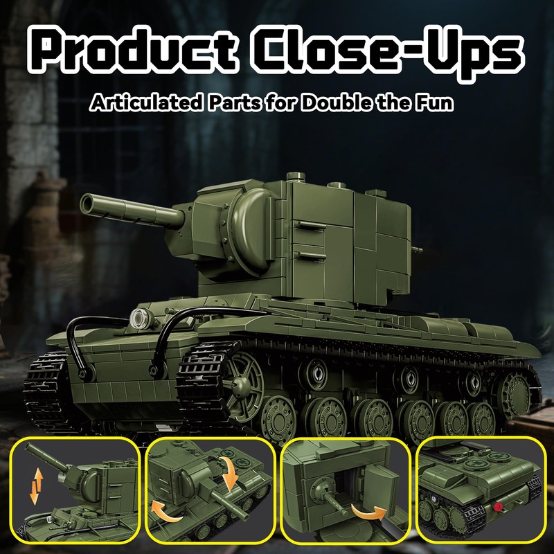 honchoes KV-2 Tank Building Set WW2 Military Vehicles Army KV2