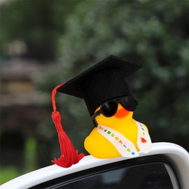 wonuu Graduation Rubber Duck, Car Dashboard Ornament Party Decoration Graduation Gifts for Her & Him, High School Seniors Phd Masters Degree College Funny Grad Gift for Women & Men, Red