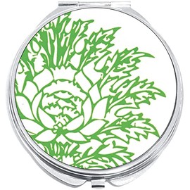 NewCharms Green Leaf Pattern Compact with Mirrors - Perfect Pocket and Purse Size Folding Mirror for Applying Make Up Anywhere